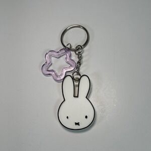 Miffy Bunny Head Keychain White Black Rabbit Purple Star Charm Kawaii Accessory
